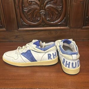 Rhude Rhecess Distressed Leather Sneakers 11 44 Royal Blue White like New